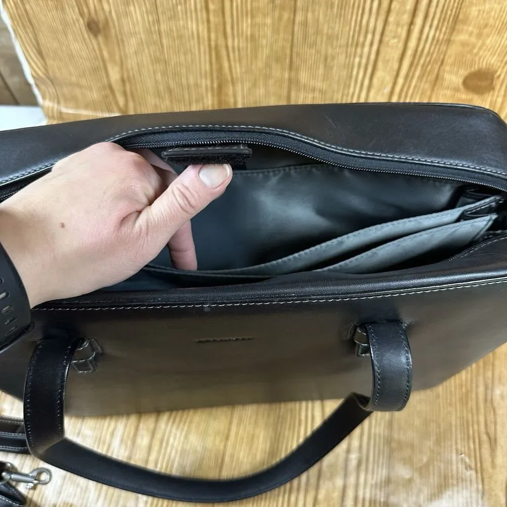 Lavender Briefcase Shoulder Work Hobo Satchel‎ Tote Bag Black Leather